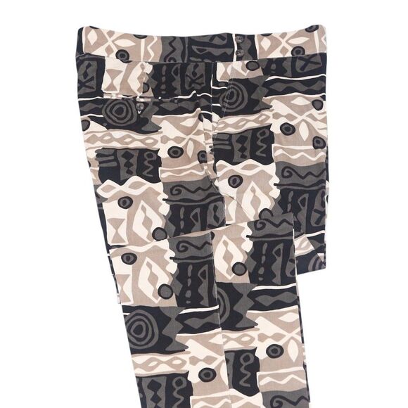 Mens Gurkha Pants 38 Abstract Corduroy Trousers Beige Brown Straight Flat Front - Picture 6 of 7